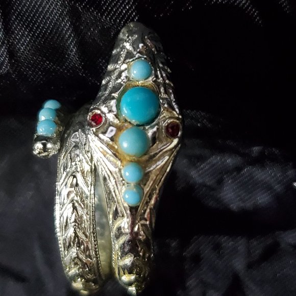 Vintage 1970's Rattle Snake Coil Ring Adjustable Size 6.5 - Picture 2 of 9